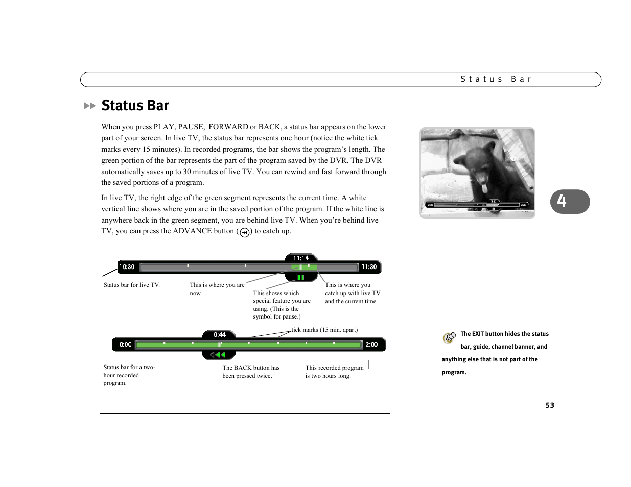 Status bar | DirecTV DVR39 User Manual | Page 64 / 176