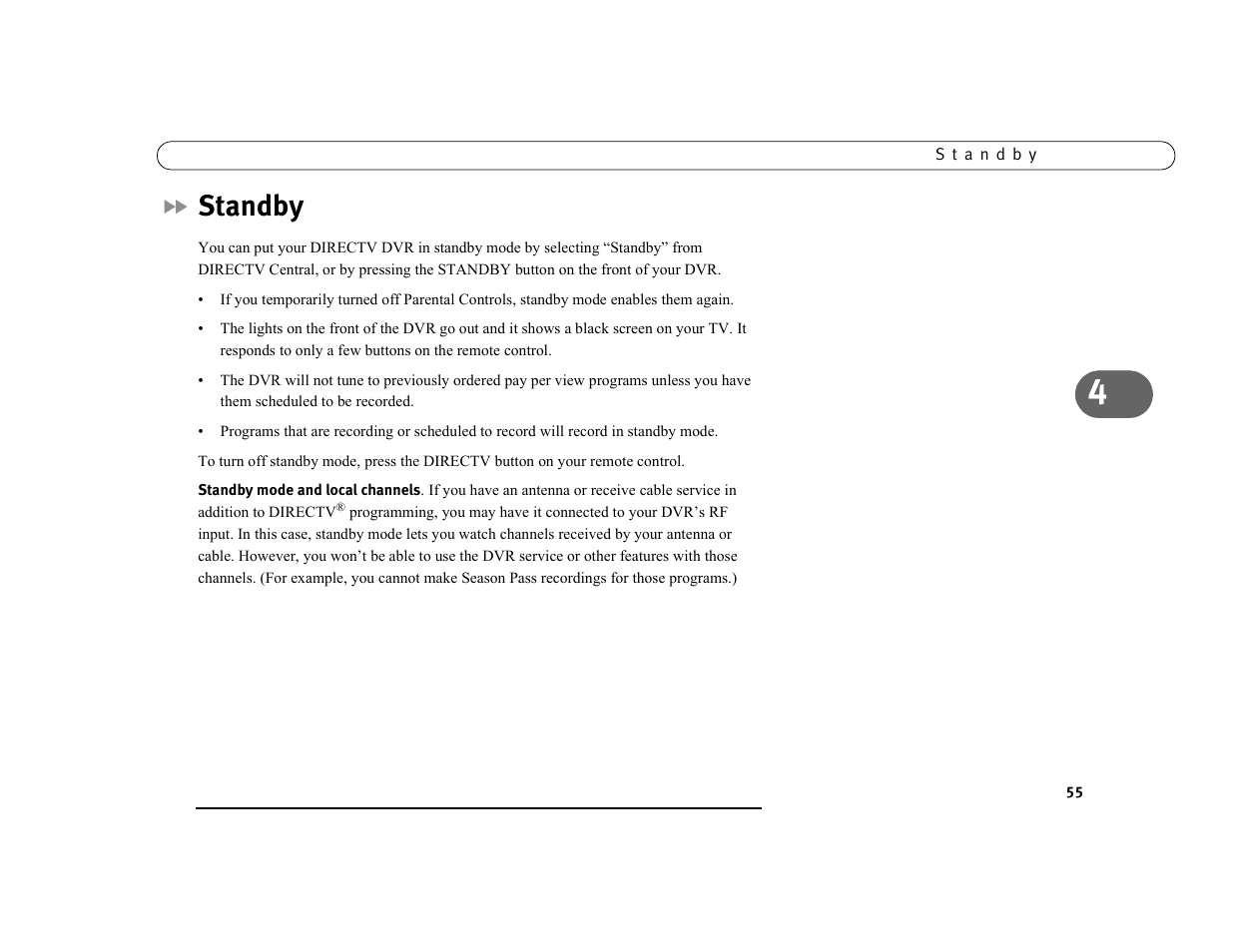 Standby | DirecTV DVR39 User Manual | Page 66 / 176