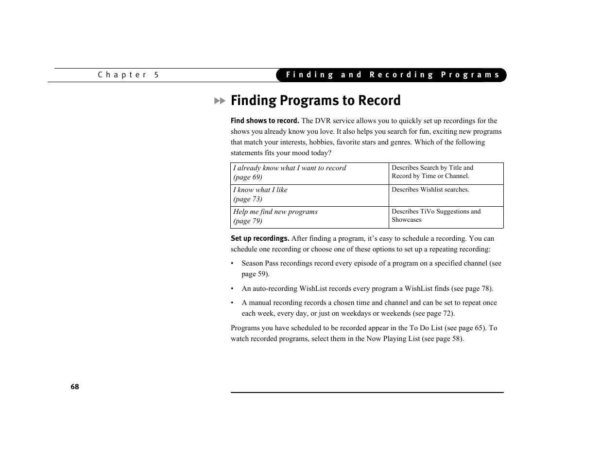 Finding programs to record | DirecTV DVR39 User Manual | Page 79 / 176