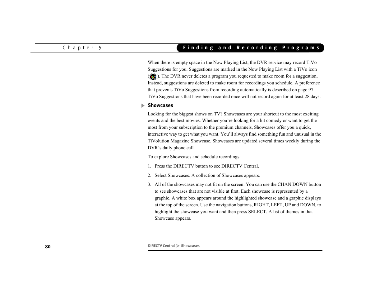 Showcases | DirecTV DVR39 User Manual | Page 91 / 176