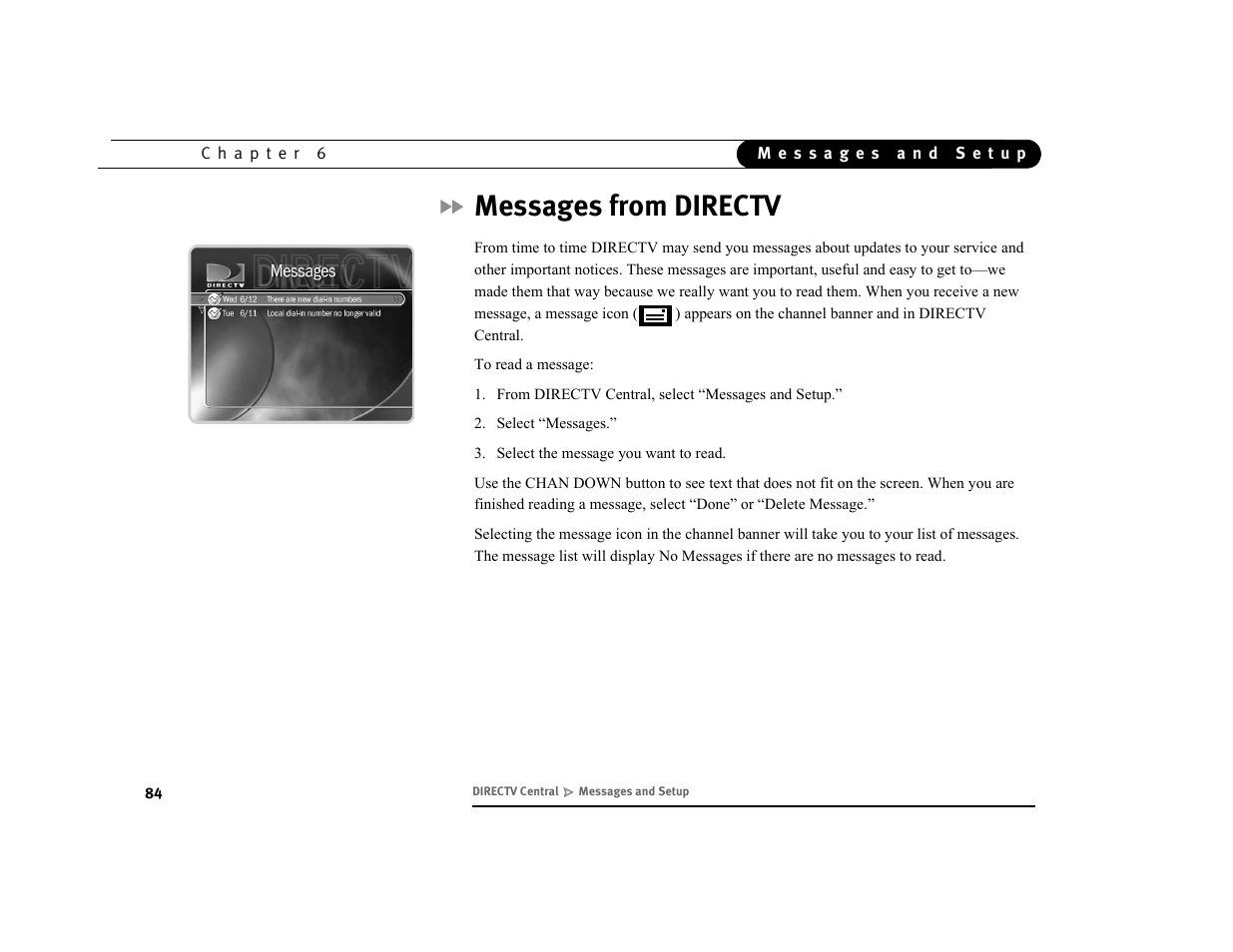 Messages from directv | DirecTV DVR39 User Manual | Page 95 / 176