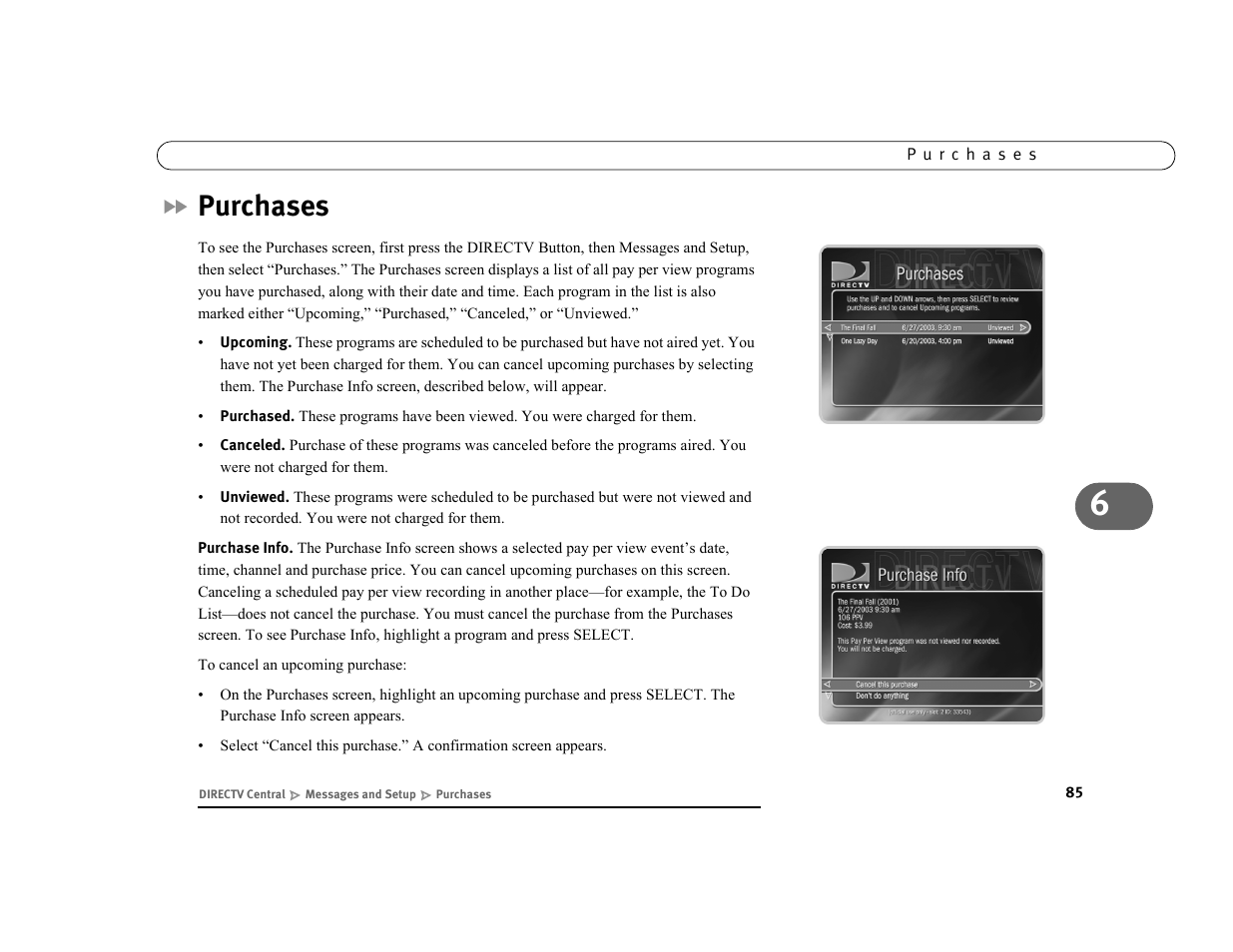 Purchases | DirecTV DVR39 User Manual | Page 96 / 176