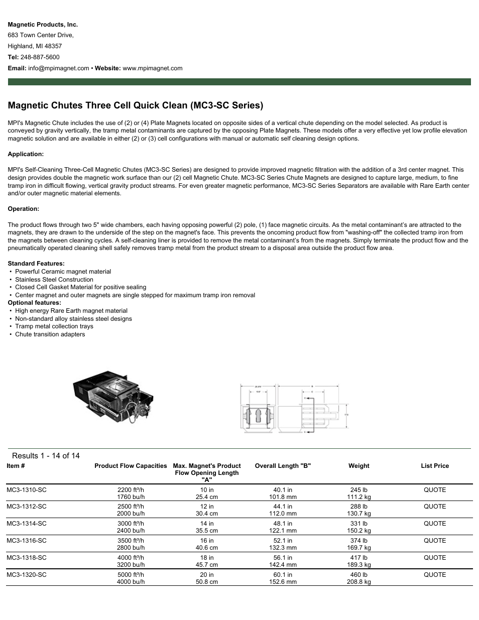 Magnetic Products MC3-SC Series User Manual | 2 pages