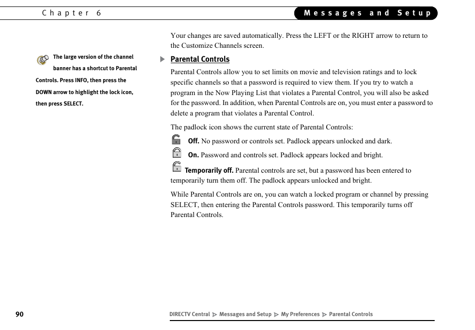 Parental controls | DirecTV DVR40 User Manual | Page 100 / 174