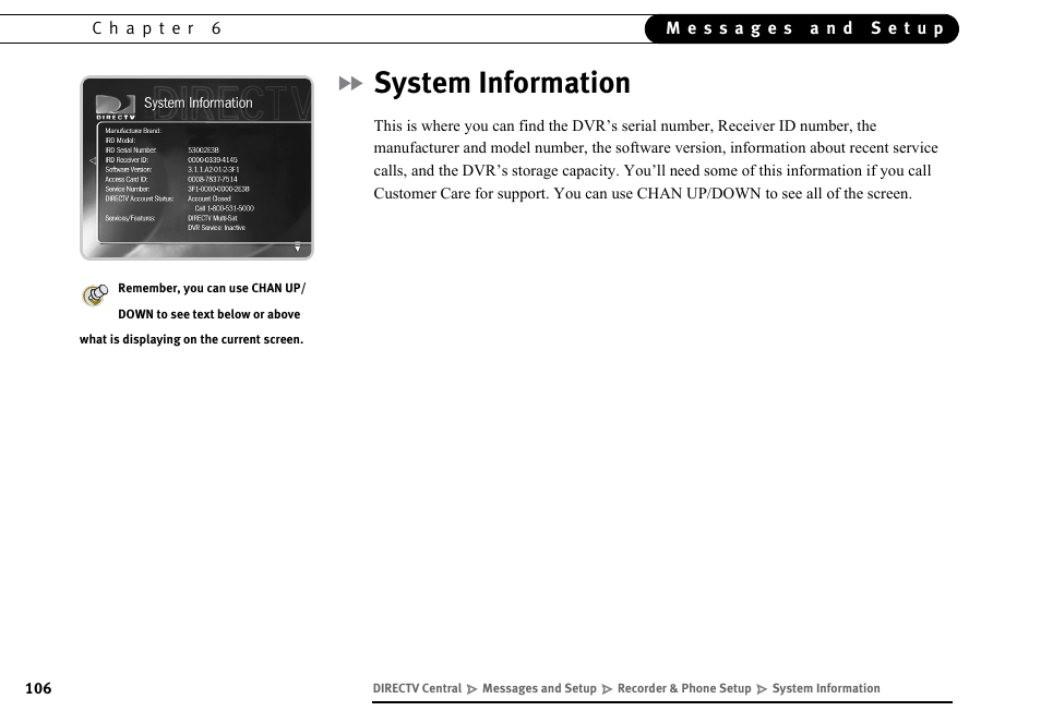 System information | DirecTV DVR40 User Manual | Page 116 / 174