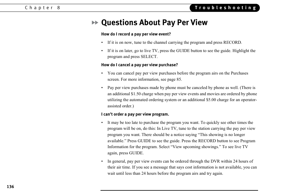 Questions about pay per view | DirecTV DVR40 User Manual | Page 146 / 174