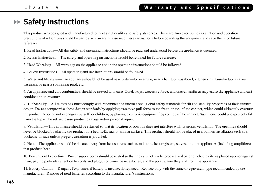 Safety instructions | DirecTV DVR40 User Manual | Page 158 / 174