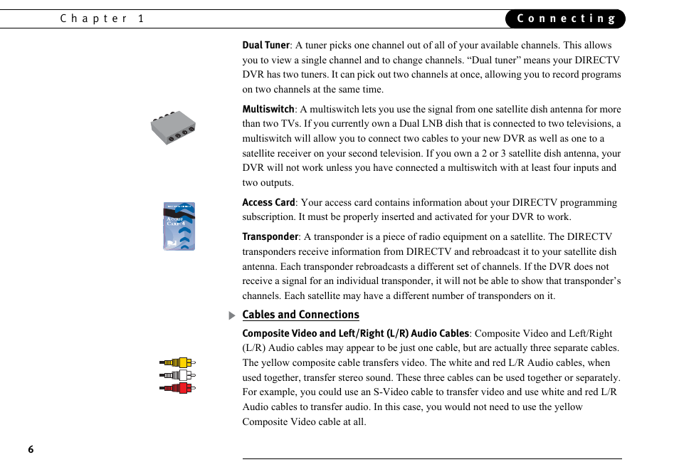 Cables and connections | DirecTV DVR40 User Manual | Page 16 / 174