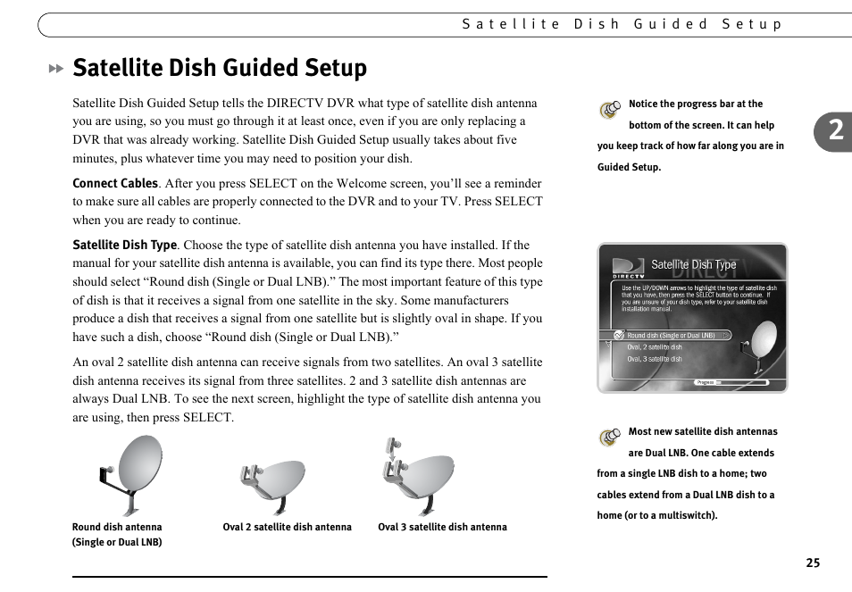 Satellite dish guided setup | DirecTV DVR40 User Manual | Page 35 / 174