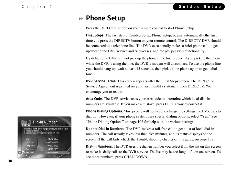 Phone setup | DirecTV DVR40 User Manual | Page 40 / 174