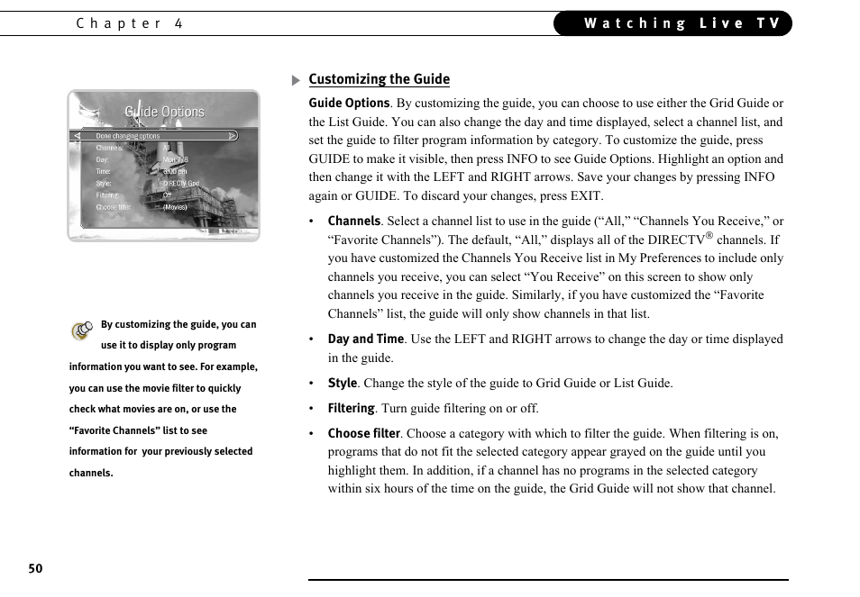 Customizing the guide | DirecTV DVR40 User Manual | Page 60 / 174