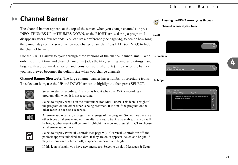 Channel banner | DirecTV DVR40 User Manual | Page 61 / 174