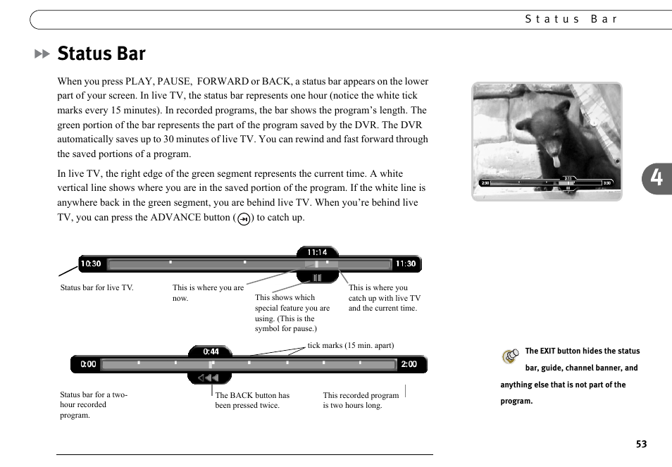 Status bar | DirecTV DVR40 User Manual | Page 63 / 174