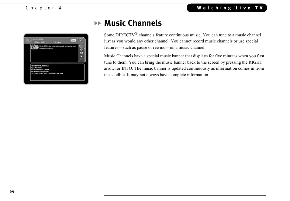 Music channels | DirecTV DVR40 User Manual | Page 64 / 174