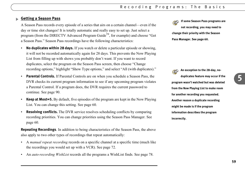 Getting a season pass | DirecTV DVR40 User Manual | Page 69 / 174