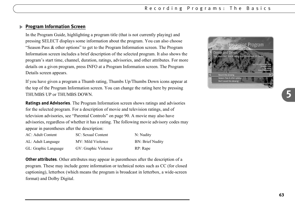 Program information screen | DirecTV DVR40 User Manual | Page 73 / 174