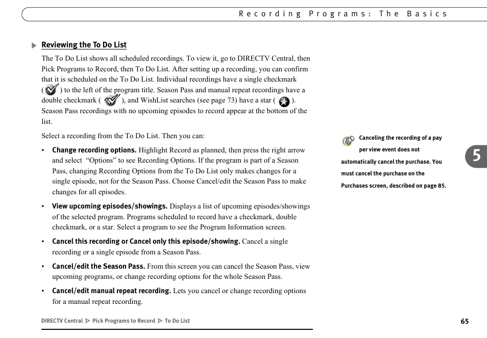 Reviewing the to do list | DirecTV DVR40 User Manual | Page 75 / 174