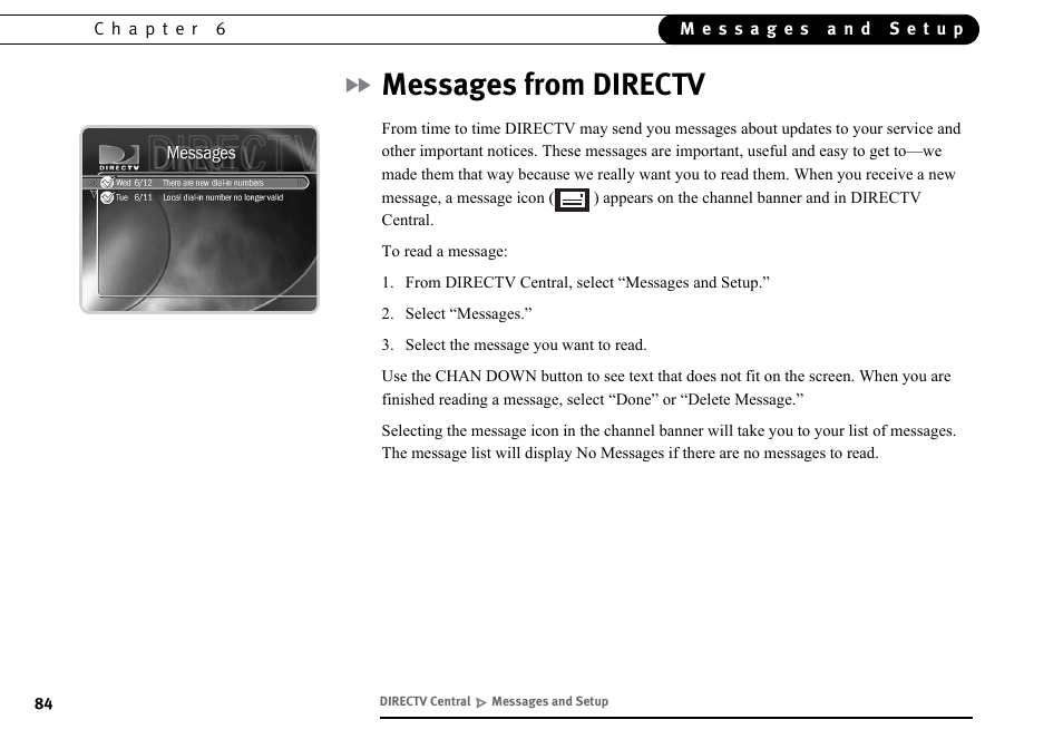 Messages from directv | DirecTV DVR40 User Manual | Page 94 / 174