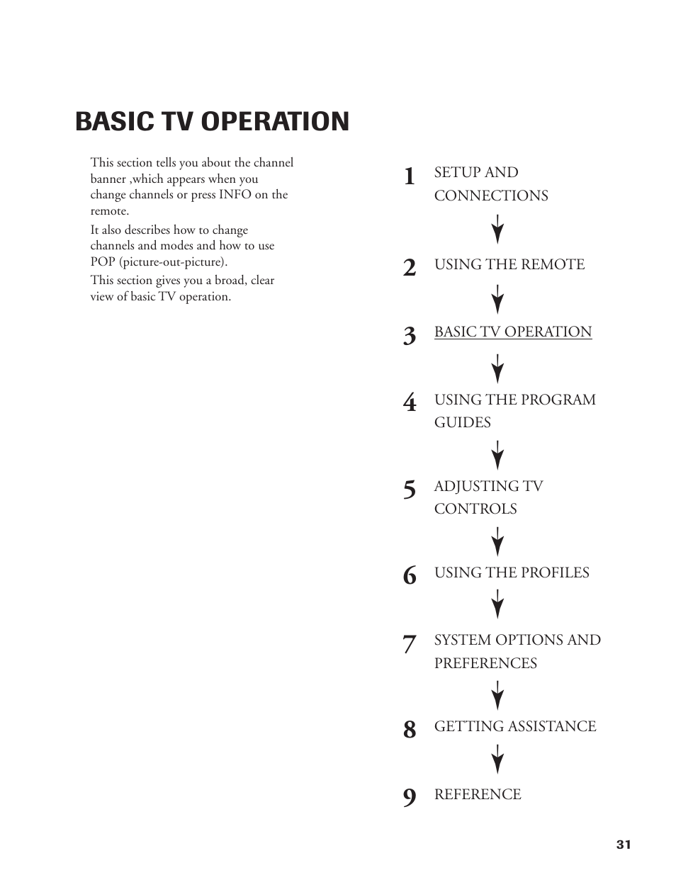 Basic tv operation | DirecTV DW65X91 User Manual | Page 31 / 96