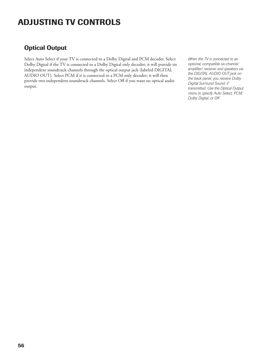 Adjusting tv controls | DirecTV DW65X91 User Manual | Page 56 / 96