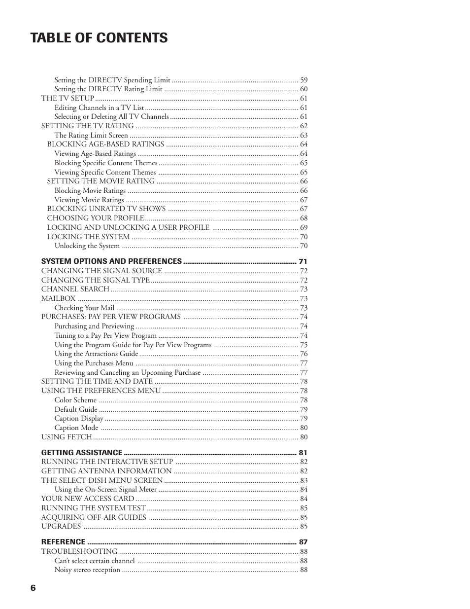 DirecTV DW65X91 User Manual | Page 6 / 96