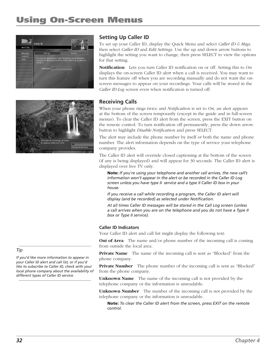 Using on-screen menus | DirecTV D10 User Manual | Page 34 / 48