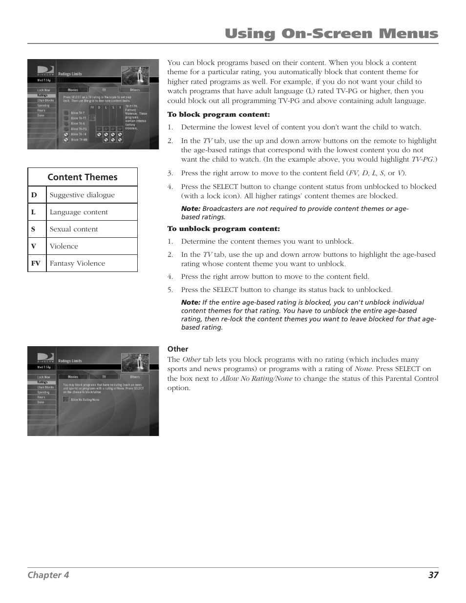 Using on-screen menus | DirecTV D10 User Manual | Page 39 / 48