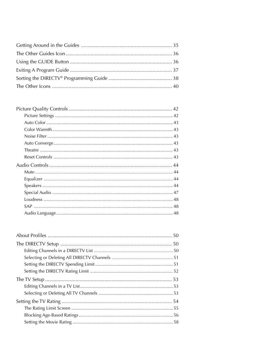 DirecTV HDTV User Manual | Page 5 / 98