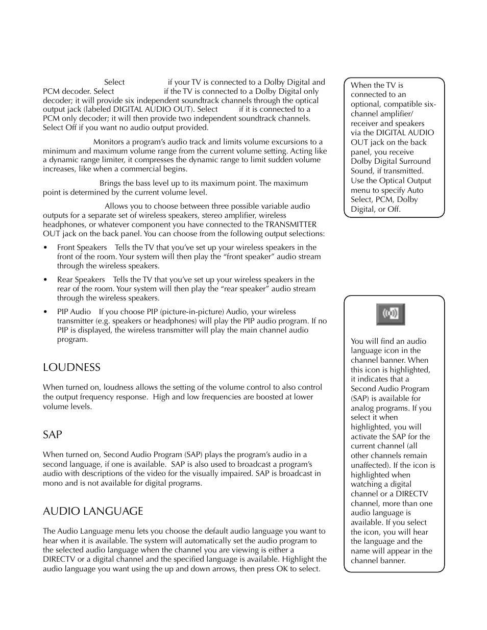 Loudness, Audio language, Adjusting tv controls | DirecTV HDTV User Manual | Page 51 / 98