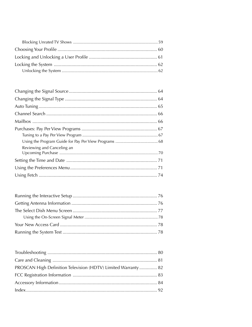 DirecTV HDTV User Manual | Page 6 / 98