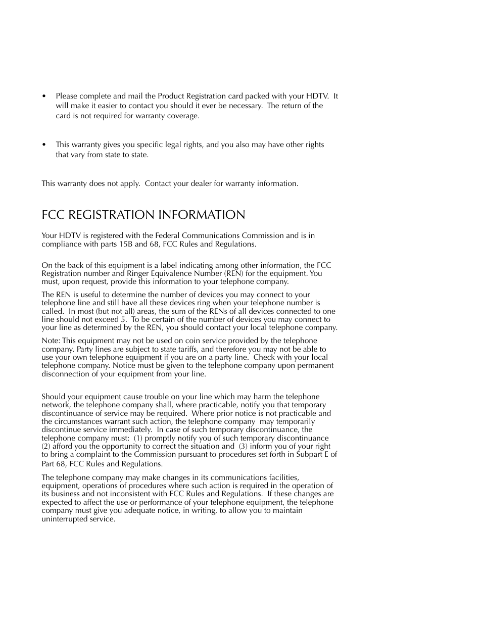 Fcc registration information, Reference | DirecTV HDTV User Manual | Page 86 / 98