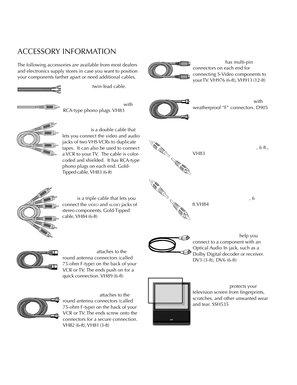 Accessory information, Reference | DirecTV HDTV User Manual | Page 87 / 98