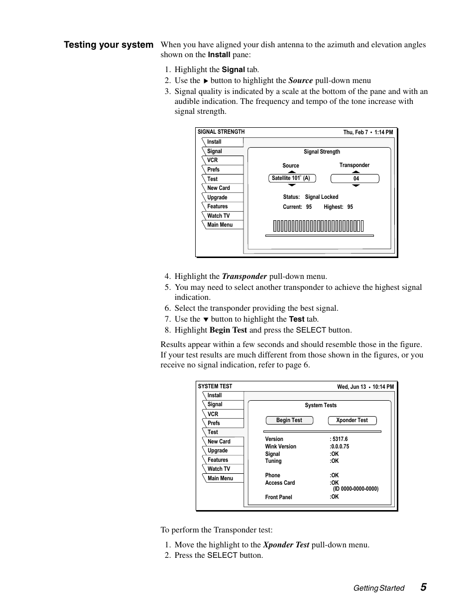 Testing your system | DirecTV GAEB0A User Manual | Page 13 / 58