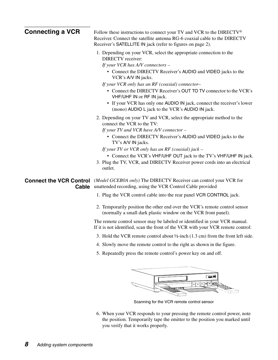 Connecting a vcr | DirecTV GAEB0A User Manual | Page 16 / 58