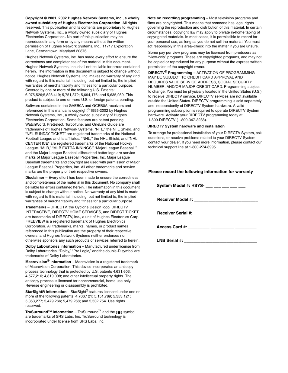 DirecTV GAEB0A User Manual | Page 2 / 58