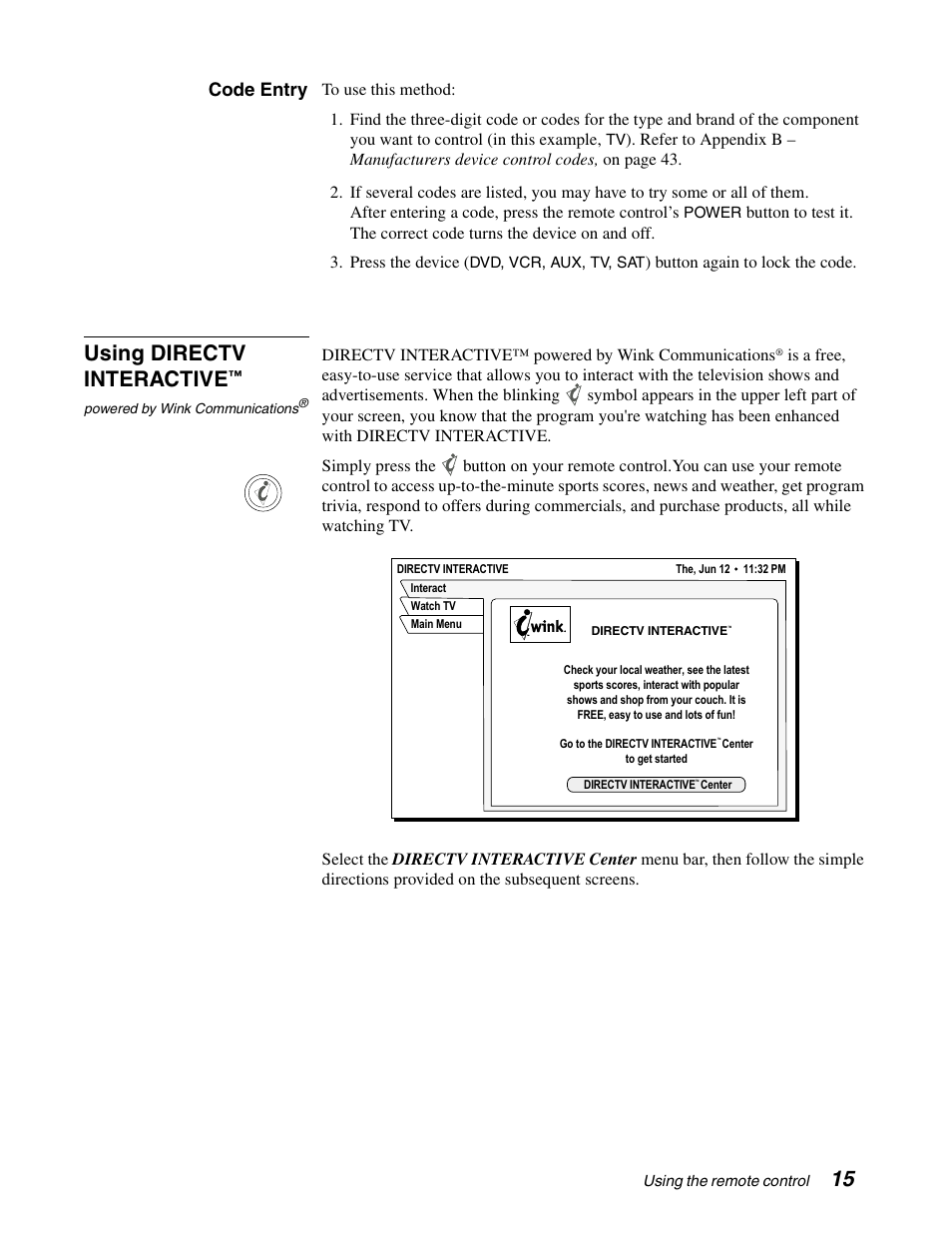 Using directv interactive | DirecTV GAEB0A User Manual | Page 23 / 58