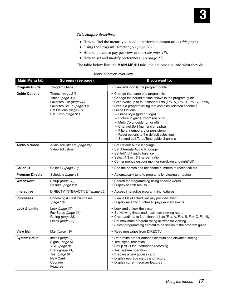 Using the menus | DirecTV GAEB0A User Manual | Page 25 / 58