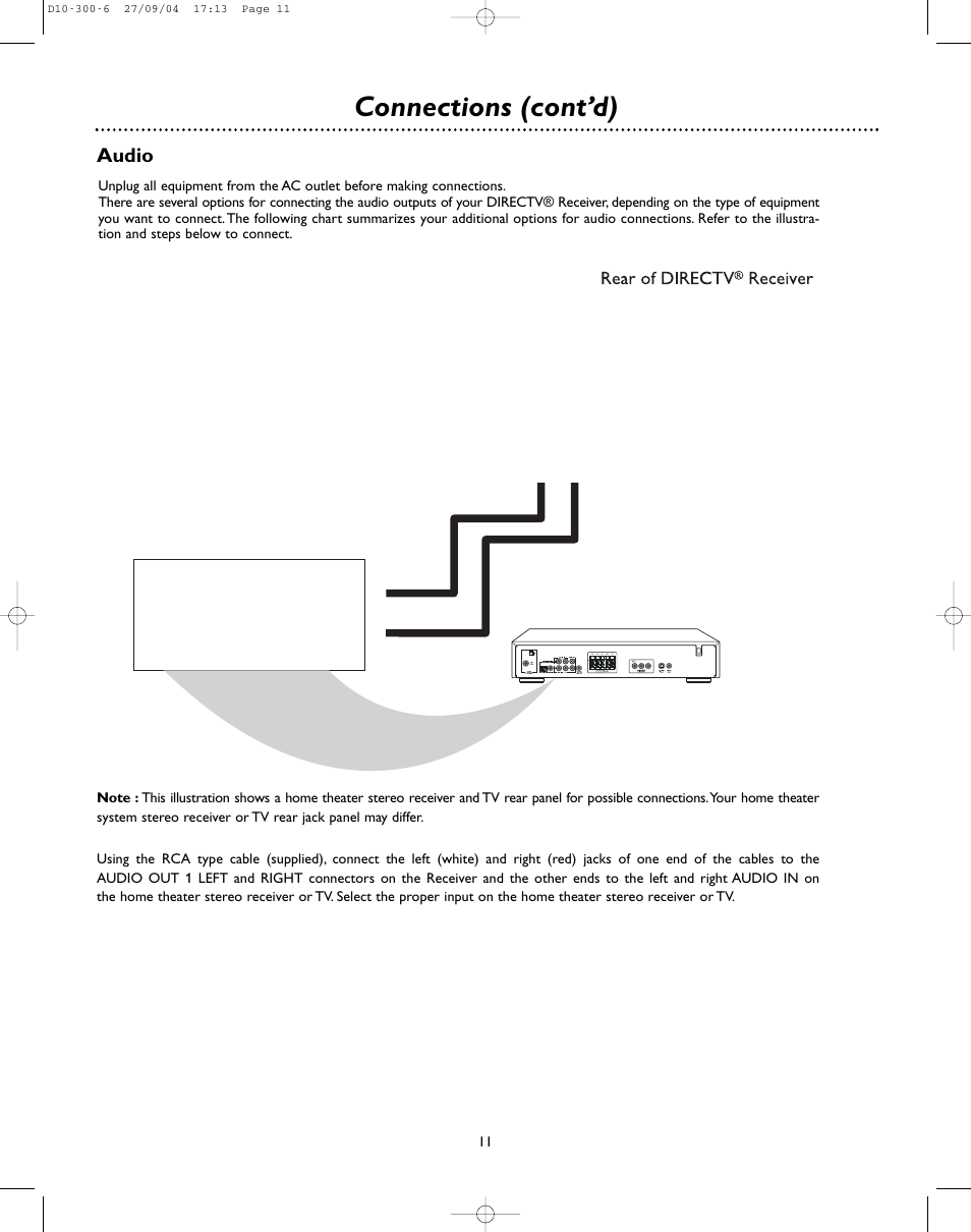 Connections (cont’d) | DirecTV D10-300 User Manual | Page 11 / 36