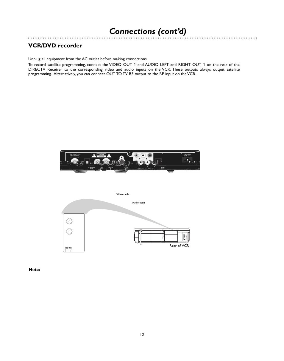 Connections (cont’d) | DirecTV D10-300 User Manual | Page 12 / 36