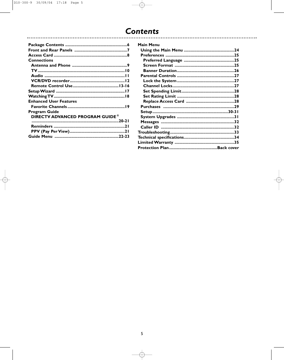 DirecTV D10-300 User Manual | Page 5 / 36