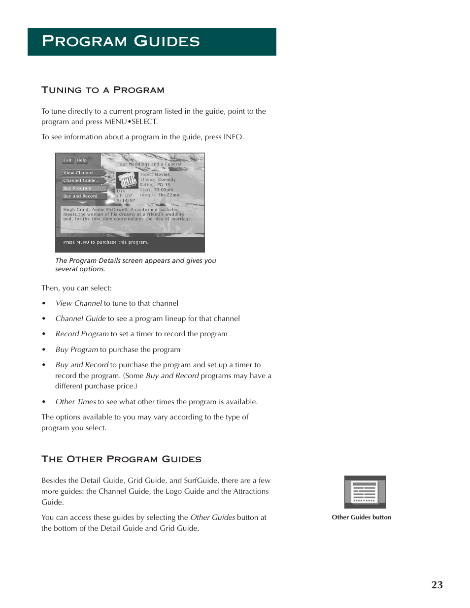 Program guides | DirecTV ProScan DSS Receiver User Manual | Page 25 / 84