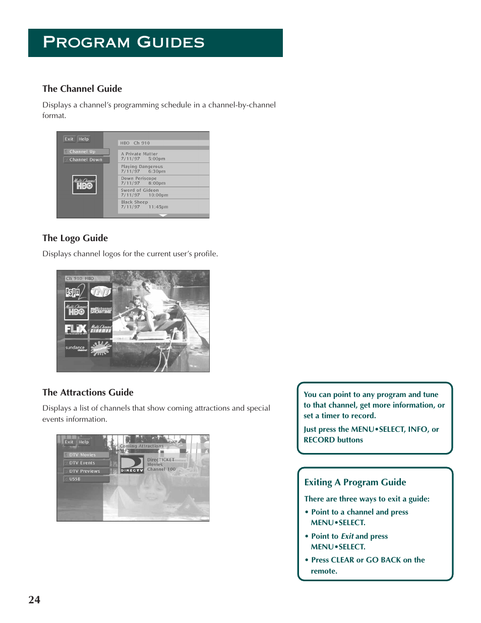 Program guides | DirecTV ProScan DSS Receiver User Manual | Page 26 / 84