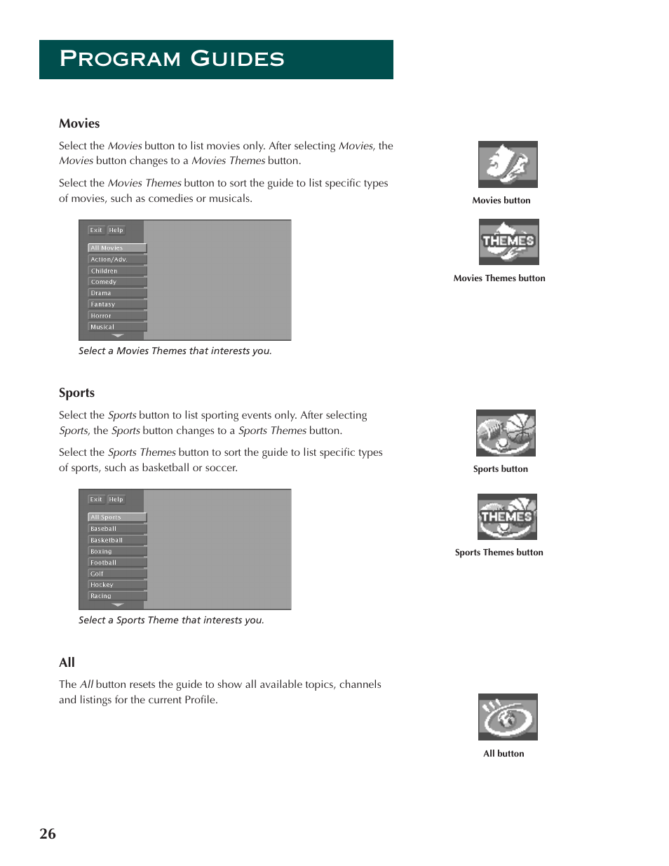 Program guides | DirecTV ProScan DSS Receiver User Manual | Page 28 / 84