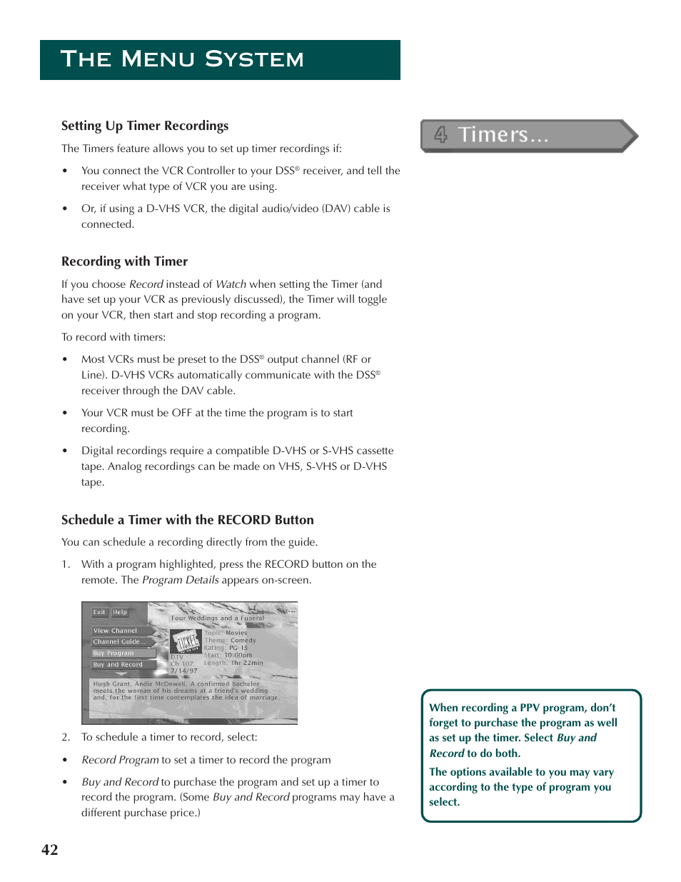 The menu system | DirecTV ProScan DSS Receiver User Manual | Page 44 / 84