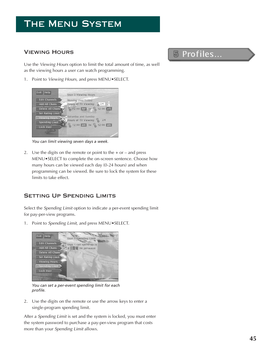 The menu system | DirecTV ProScan DSS Receiver User Manual | Page 47 / 84