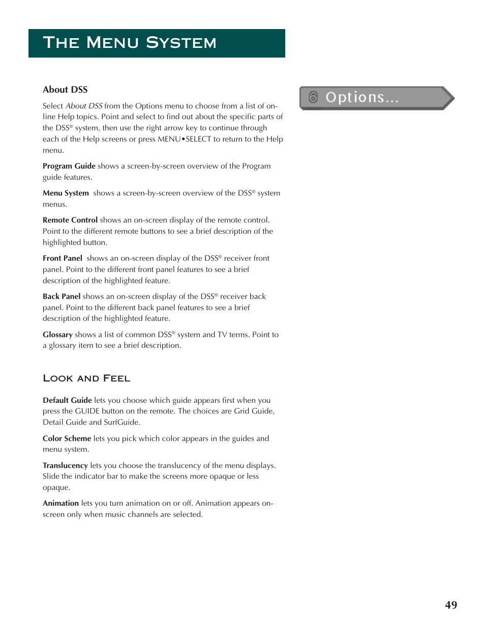 The menu system | DirecTV ProScan DSS Receiver User Manual | Page 51 / 84