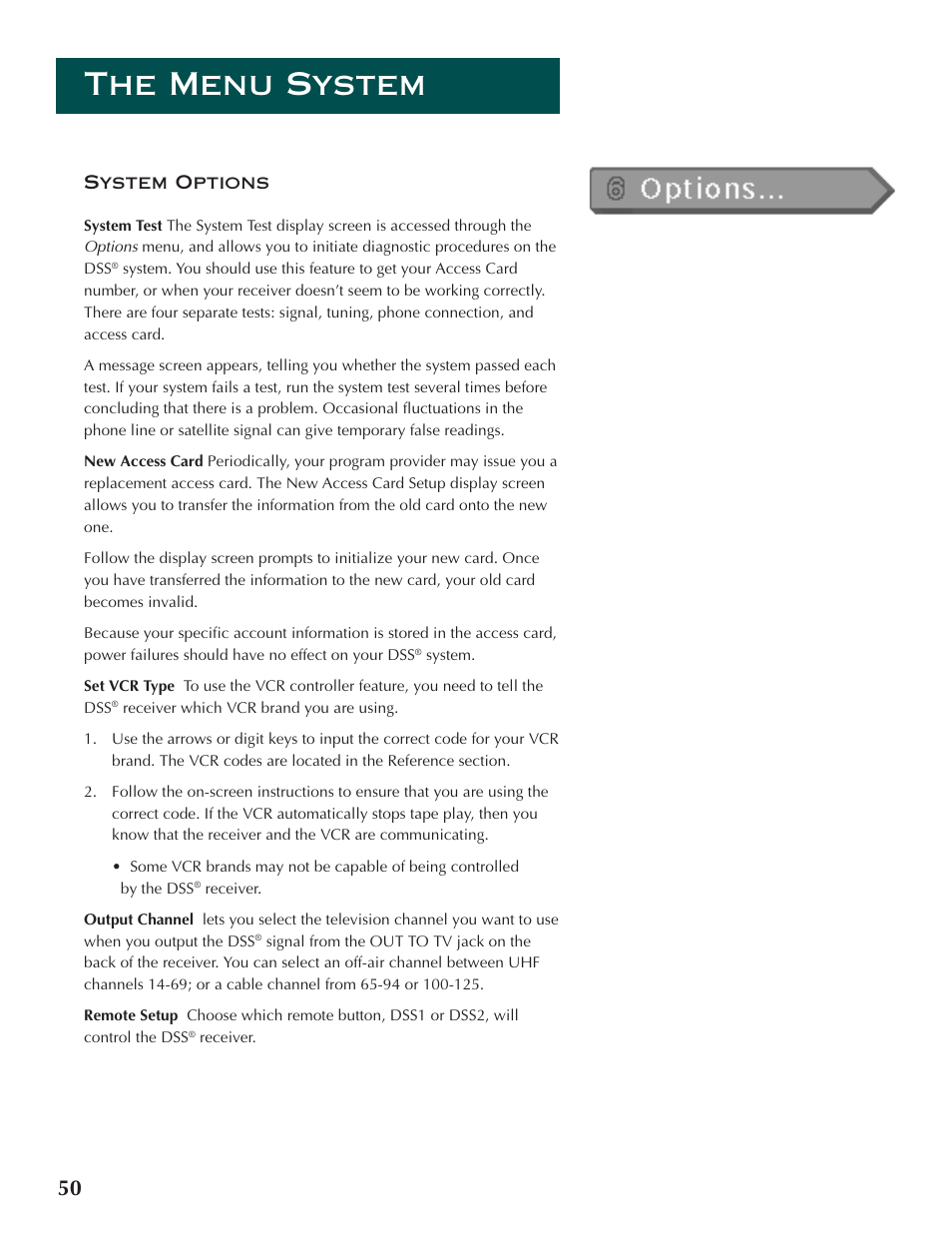 The menu system | DirecTV ProScan DSS Receiver User Manual | Page 52 / 84