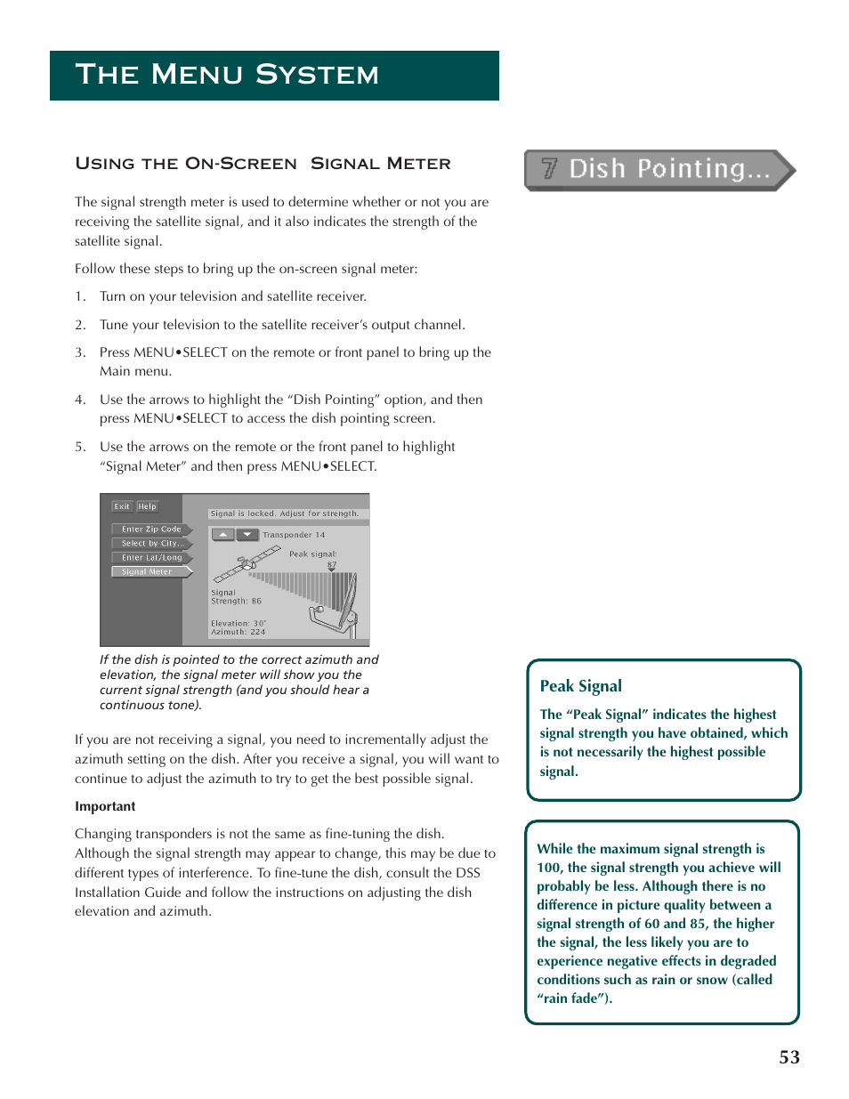 The menu system | DirecTV ProScan DSS Receiver User Manual | Page 55 / 84