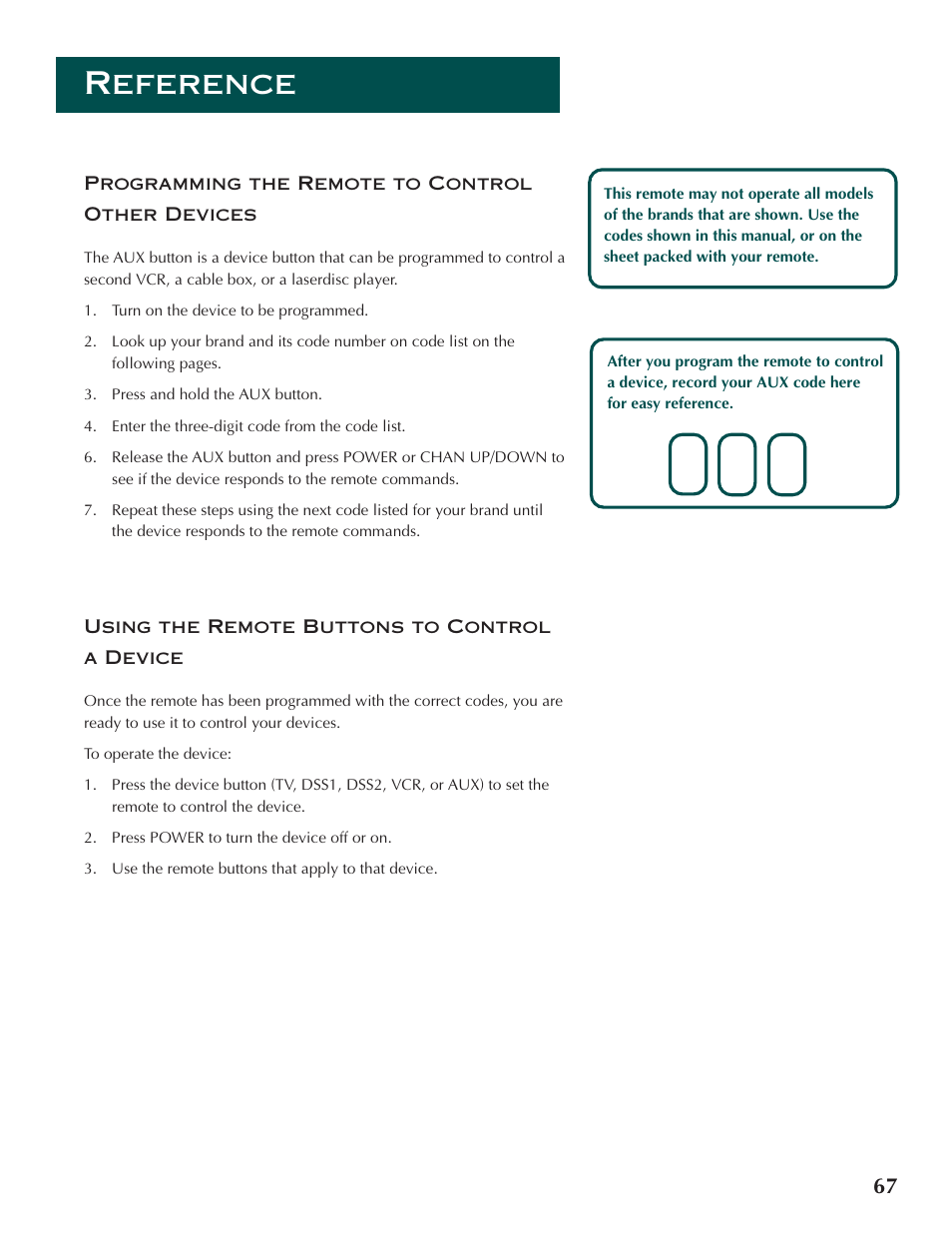 Reference | DirecTV ProScan DSS Receiver User Manual | Page 69 / 84