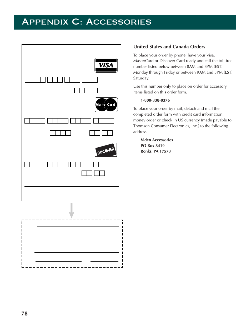 Appendix c: accessories, United states and canada orders | DirecTV ProScan DSS Receiver User Manual | Page 80 / 84